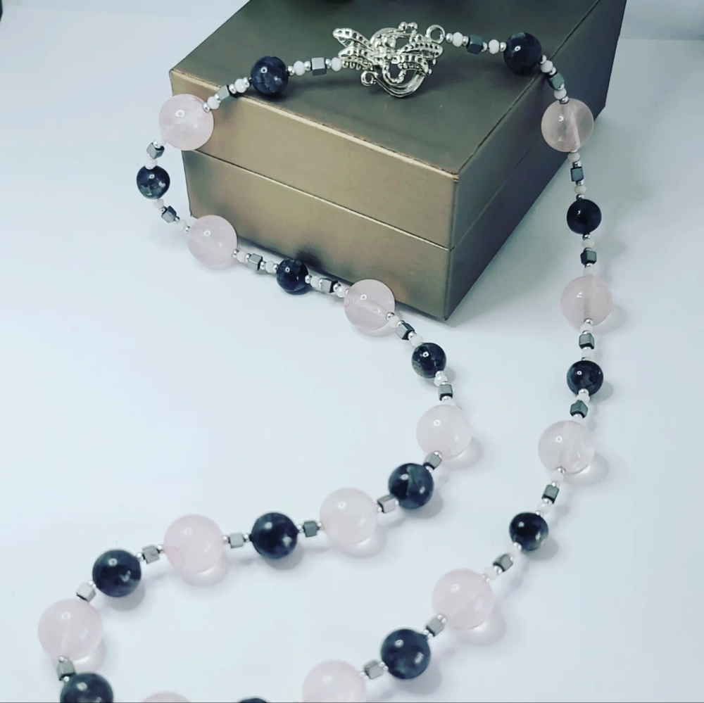 Rose Quartz, Labradorite necklace
